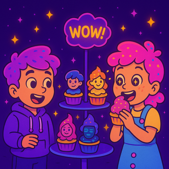 Illustration of a person happily sharing their AI-generated photo